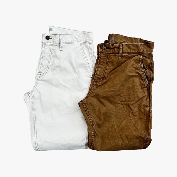 Old Navy Other - Lot Of 2 Old Navy Men's Straight Built-In Flex Carpenter Pants Brown Cream 31